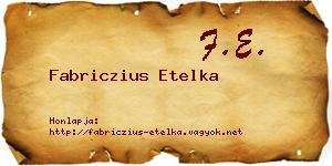Fabriczius Etelka névjegykártya